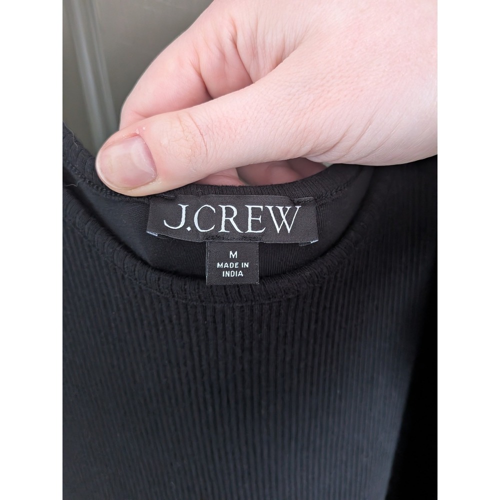 J. Crew Fitted Tank Midi Dress with Poplin Bubble Hem Skirt Black Medium - Picture 4 of 9